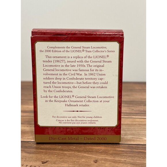 2000 HALLMARK KEEPSAKE ORNAMENT QX6834 THE TENDER LIONEL GENERAL STEAM TRAIN - Picture 2 of 10